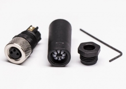 M8現場組裝插頭3芯母直式不帶屏蔽塑料外殼M8*1.0定制