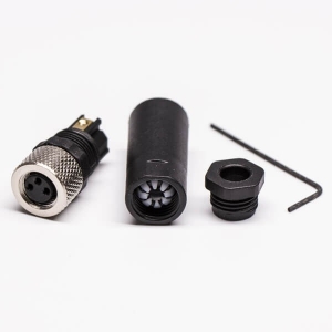 M8現場組裝插頭3芯母直式不帶屏蔽塑料外殼M8*1.0定制