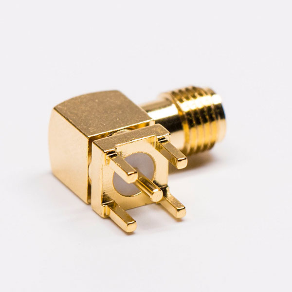 彎式板端SMA母頭接頭PCB板穿孔式插座 彎式板端SMA母頭接頭PCB板穿孔式插座