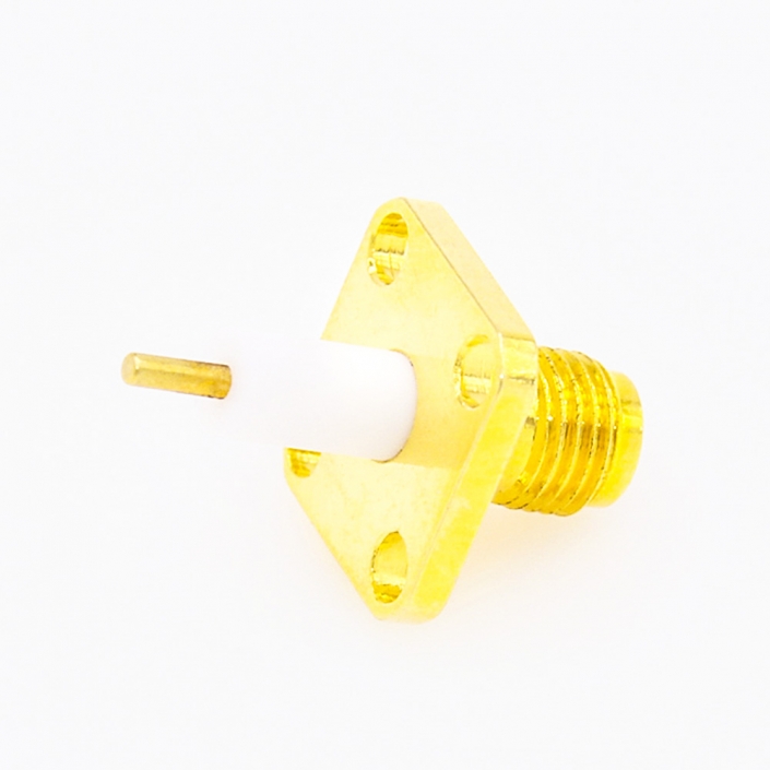 SMA連接器母頭直式4孔法蘭PCB安裝焊板 SMA連接器母頭直式4孔法蘭PCB安裝焊板