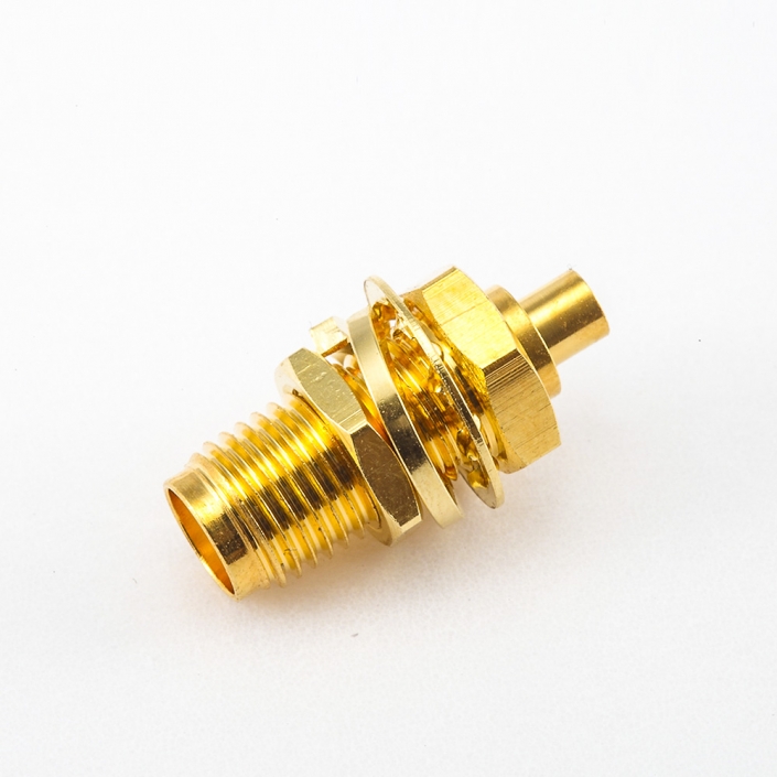 SMA接線面板安裝連接器直式前鎖穿墻母頭用于0.4MM SMA接線面板安裝連接器直式前鎖穿墻母頭用于0.4MM