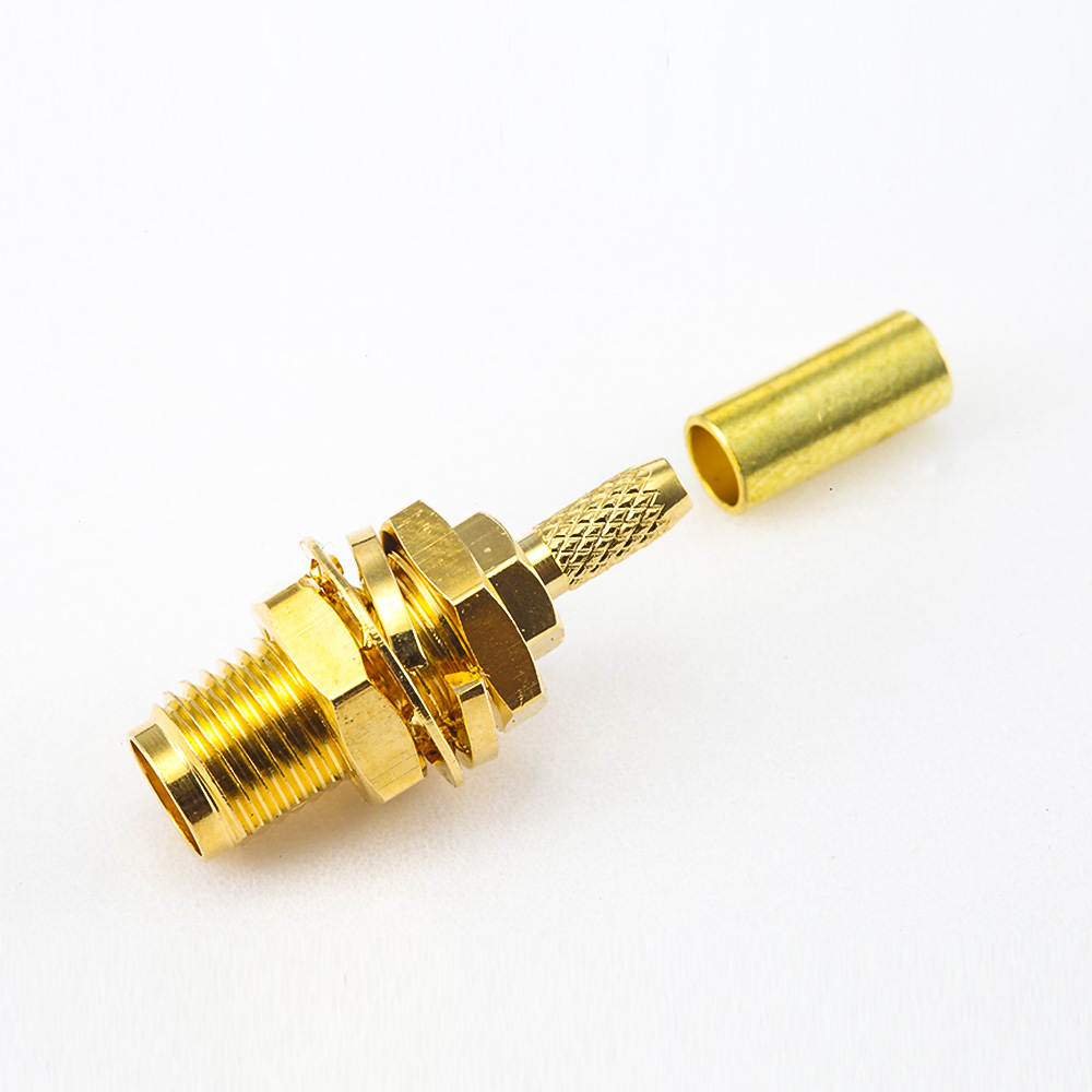 RG174 / RG316 / LMR100 SMA連接器母頭直式面板安裝前鎖穿墻壓接類(lèi)型