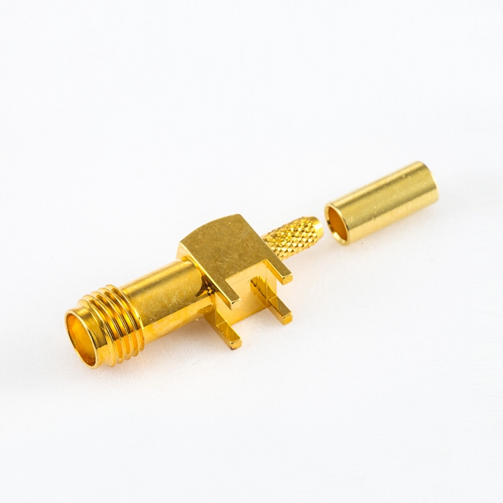 SMA插孔連接器彎式母頭PCB安裝壓接RG316 / RG174 / LMR100 SMA插孔連接器彎式母頭PCB安裝壓接RG316 / RG174 / LMR100