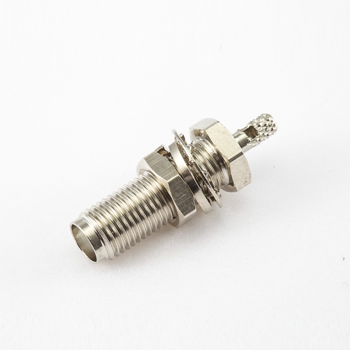 SMA連接器母頭直式前鎖穿墻開天窗壓接式用于RG174 / RG316 / LMR100 SMA連接器母頭直式前鎖穿墻開天窗壓接式用于RG174 / RG316 / LMR100