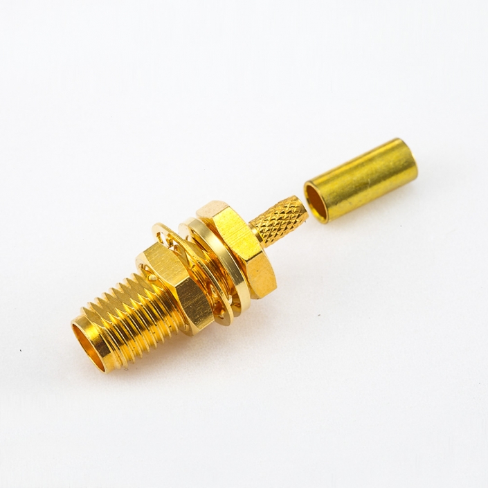 RG174 / RG316 / LMR100 SMA連接器接線壓接母頭直式面板安裝前鎖穿墻 RG174 / RG316 / LMR100 SMA連接器接線壓接母頭直式面板安裝前鎖穿墻