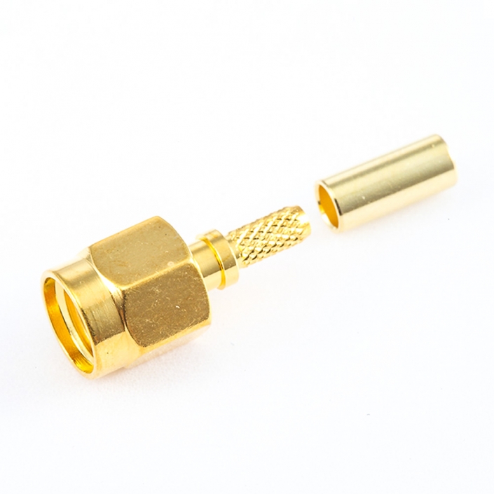 SMA連接器公頭壓接用于RG174 / RG316 / LMR100接線直式 SMA連接器公頭壓接用于RG174 / RG316 / LMR100接線直式
