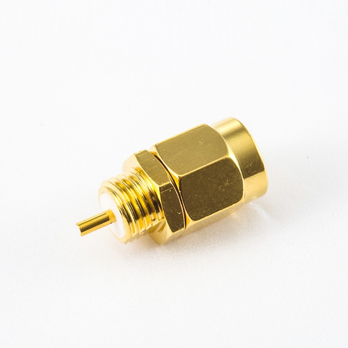 PCB SMA連接器焊板公頭直式面板安裝后鎖穿墻 PCB SMA連接器焊板公頭直式面板安裝后鎖穿墻