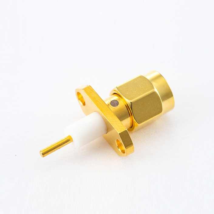 面板安裝SMA連接器公頭直式2孔法蘭PCB安裝焊板 面板安裝SMA連接器公頭直式2孔法蘭PCB安裝焊板