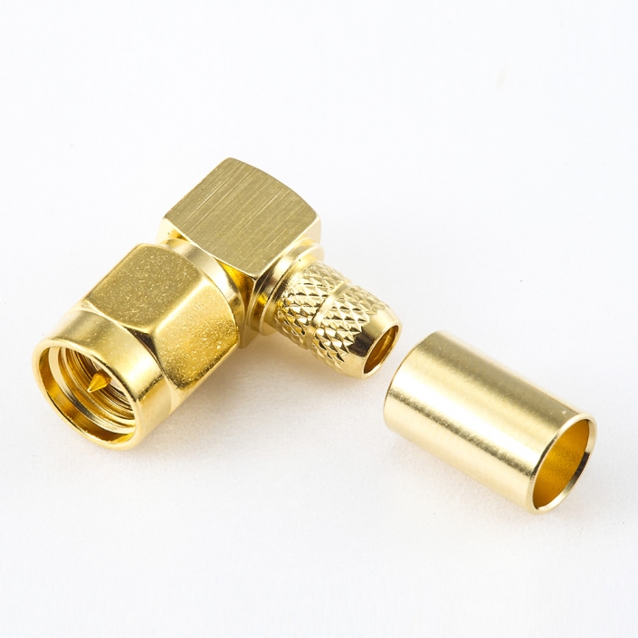 SMA公頭彎式彎形壓接器用于RG58 / RG142 / SYV50-3 SMA公頭彎式彎形壓接器用于RG58 / RG142 / SYV50-3