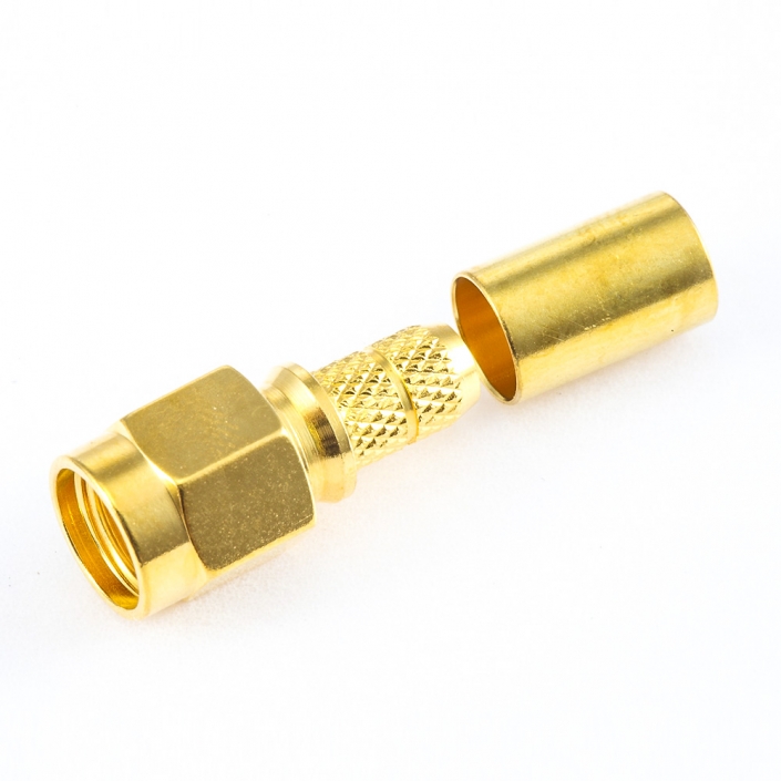 壓接RG223電纜SMA射頻公頭直式連接器 壓接RG223電纜SMA射頻公頭直式連接器
