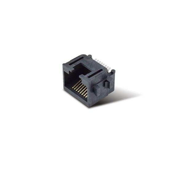 網線插座RJ45沉板8P8C母座網絡連接器SMT全塑黑色不帶燈X2