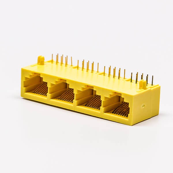 1*4全塑rj45黃色4口90°無燈不帶屏蔽母座 1*4全塑rj45黃色4口90°無燈不帶屏蔽母座