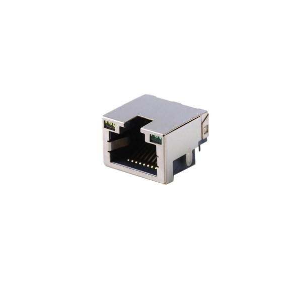RJ45插座網口貼片連接器左黃右綠沉板式帶屏蔽X2
