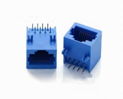 網口RJ45網絡插座90度8P8C藍色網絡模板化連接器X2