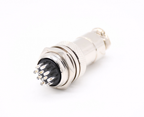 gx20插頭插座10芯180度金屬電纜連接器