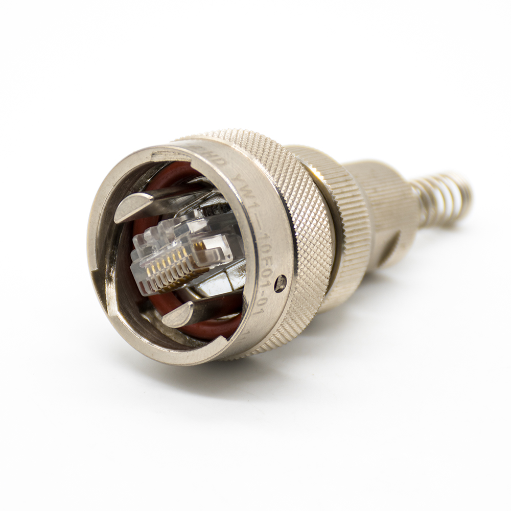 YW圓形連接器RJ-45內(nèi)置接口類型卡口連接公母對接插頭接線焊接插座面板安裝焊接