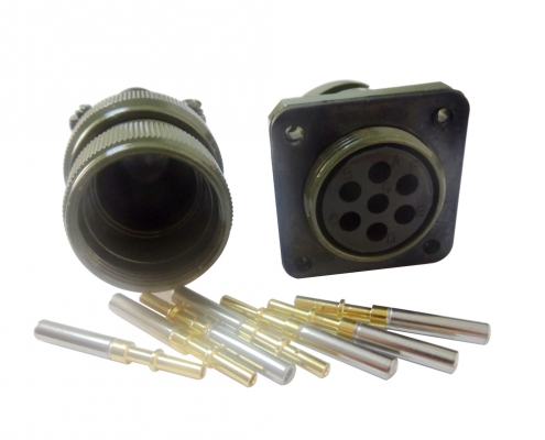 jl系列電連接器母插座7芯面板安裝牽引連接器焊接直式卡扣連接