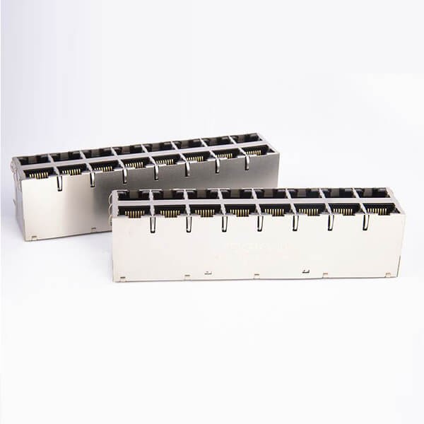 RJ45連接器帶屏蔽母頭2*8雙層16口帶燈