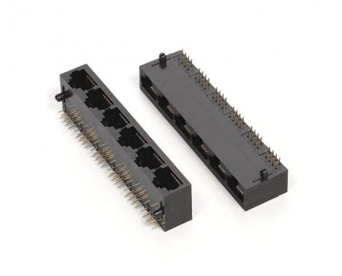 非屏蔽RJ45插座1X6黑色塑料網絡電話接口不帶燈