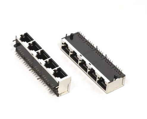 RJ45串口1X5屏蔽不帶燈電腦電視網絡插座連接器