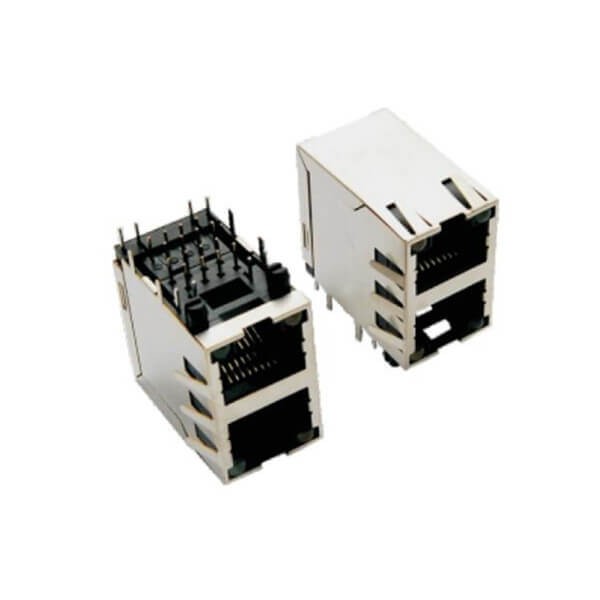 RJ45母座帶燈雙層屏蔽帶燈90度網絡連接器