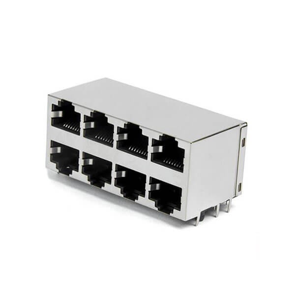 RJ45雙排16口-2×4平彈90度無燈屏蔽網絡插座國標耐高溫連接器接口 RJ45雙排16口-2x4平彈90度無燈屏蔽網絡插座國標耐高溫連接器接口