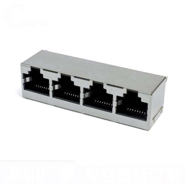 8P8C網絡插座RJ45不帶燈帶屏蔽帶彈片國標耐高溫