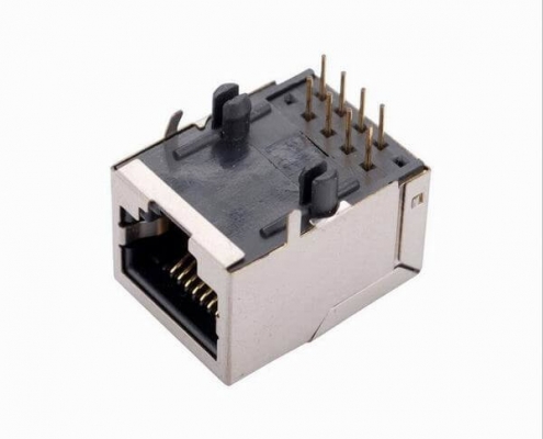 網絡連接器RJ45電腦連接器網絡接口插座不帶燈屏蔽90度插板連接器國標耐高溫電腦連接器