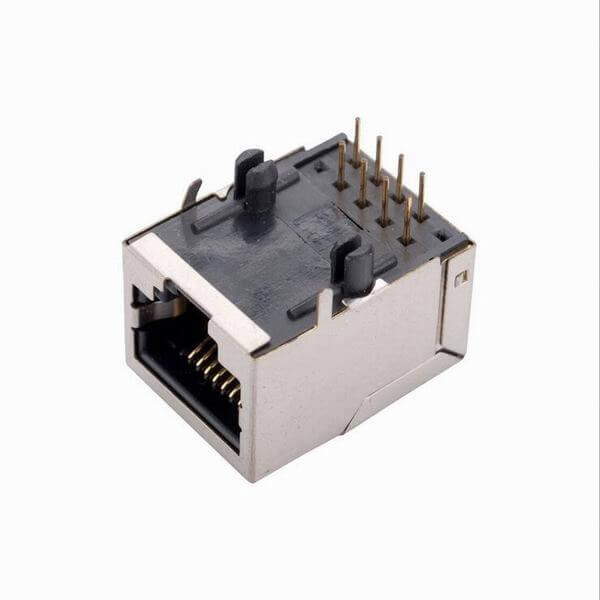 網絡連接器RJ45電腦連接器網絡接口插座不帶燈屏蔽90度插板連接器國標耐高溫電腦連接器