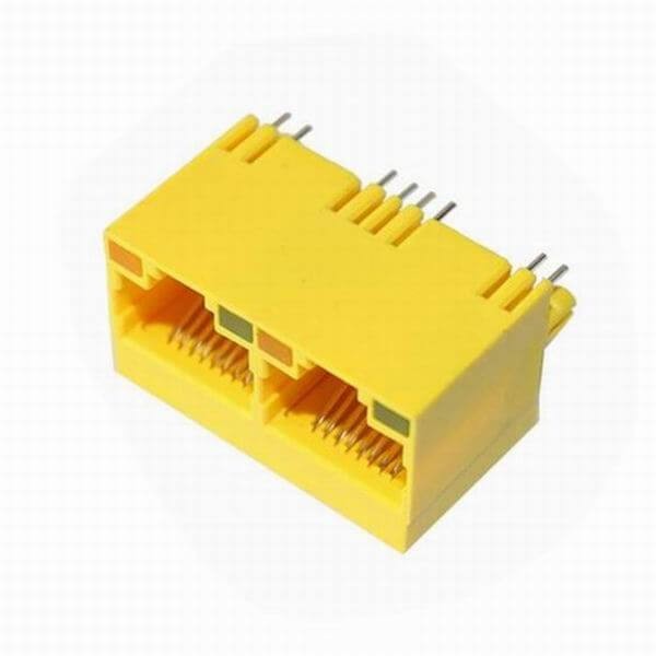 沉板式RJ45母座網絡接口連接器帶燈1X2雙胞8P8C