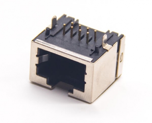rj45網口座8p8c彎式半包帶屏蔽插PCB板