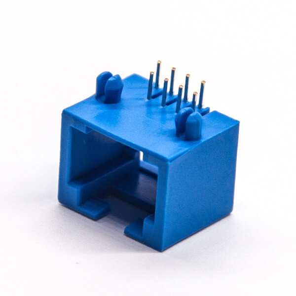 rj45座90度彎式網線座子藍色全塑插PCB板8p8c rj45座90度彎式網線座子藍色全塑插PCB板8p8c