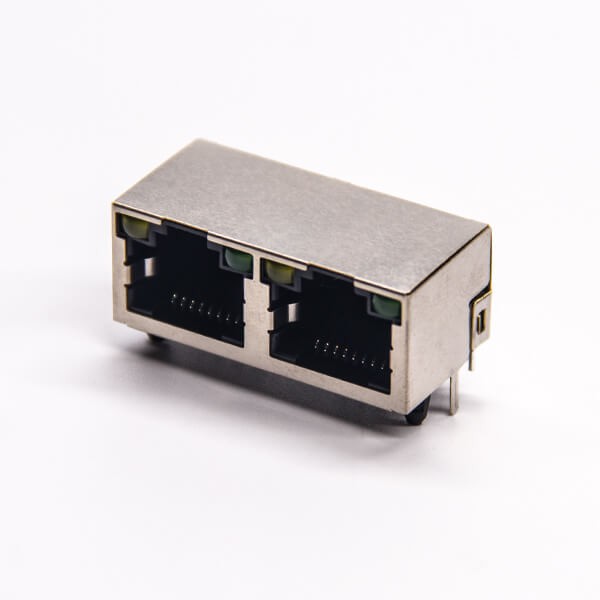 rj45插座雙口網絡端口彎式帶屏蔽帶燈8p8c插板式帶彈片 rj45插座雙口網絡端口彎式帶屏蔽帶燈8p8c插板式帶彈片