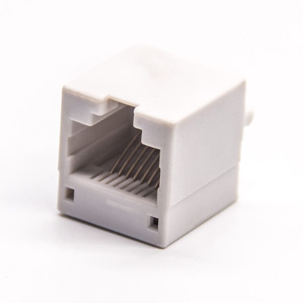 rj45塑膠殼白色全塑8p8c直式插PCB板不帶屏蔽 rj45塑膠殼白色全塑8p8c直式插PCB板不帶屏蔽