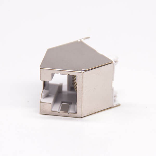 rj45插座單口45度插PCB板帶屏蔽式網絡接口 rj45插座單口45度插PCB板帶屏蔽式網絡接口