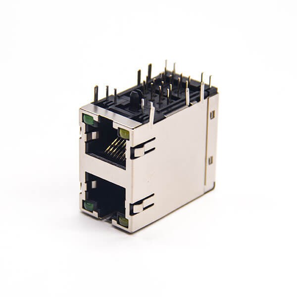 rj45雙層網口彎式插PCB板全包屏蔽外殼以太網端口 rj45雙層網口彎式插PCB板全包屏蔽外殼以太網端口