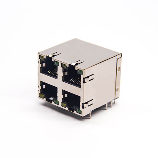 rj45母座帶燈2×2彎式座子8p8c帶led燈帶彈片 rj45母座帶燈2x2彎式座子8p8c帶led燈帶彈片