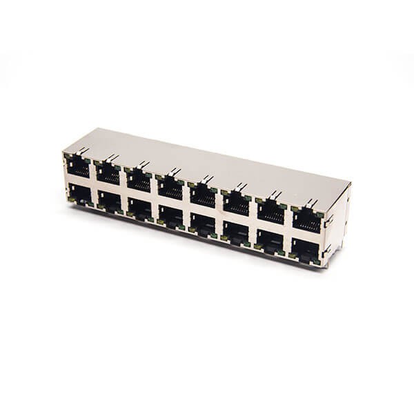 rj452x8母座彎式帶屏蔽網絡端口8p8c插PCB板 rj452x8母座彎式帶屏蔽網絡端口8p8c插PCB板