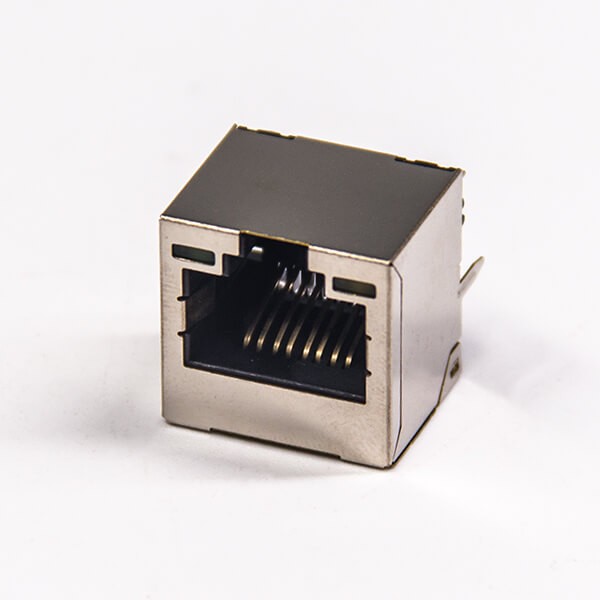 rj45網絡直通頭單端口直式帶屏蔽插座帶LED燈接PCB板 rj45網絡直通頭單端口直式帶屏蔽插座帶LED燈接PCB板