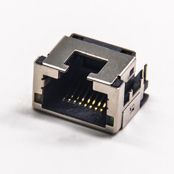 RJ45網口帶屏蔽單口母座彎式插PCB板網絡接口