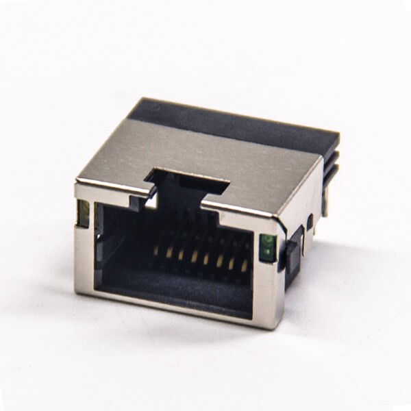 RJ45模塊帶燈左黃右綠插PCB板帶屏蔽式網絡連接器