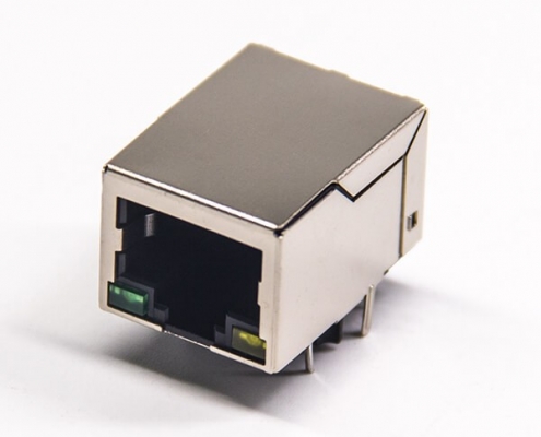 RJ45連接器彎式穿孔式單口帶屏蔽帶燈以太網接口