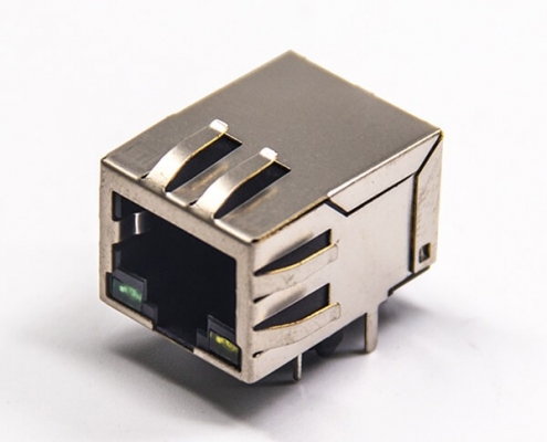 帶彈片RJ45帶屏蔽8p8c彎式帶led燈接pcb板rj45網絡接口