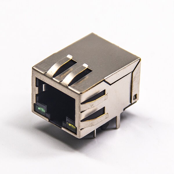 帶彈片RJ45帶屏蔽8p8c彎式帶led燈接pcb板rj45網絡接口