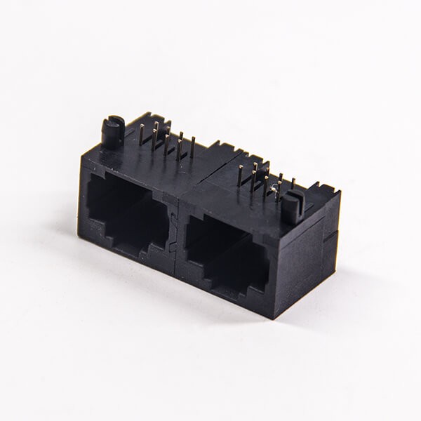 插件rj45封裝8p8c直插式單層多端口1×2全塑式母座 插件rj45封裝8p8c直插式單層多端口1×2全塑式母座