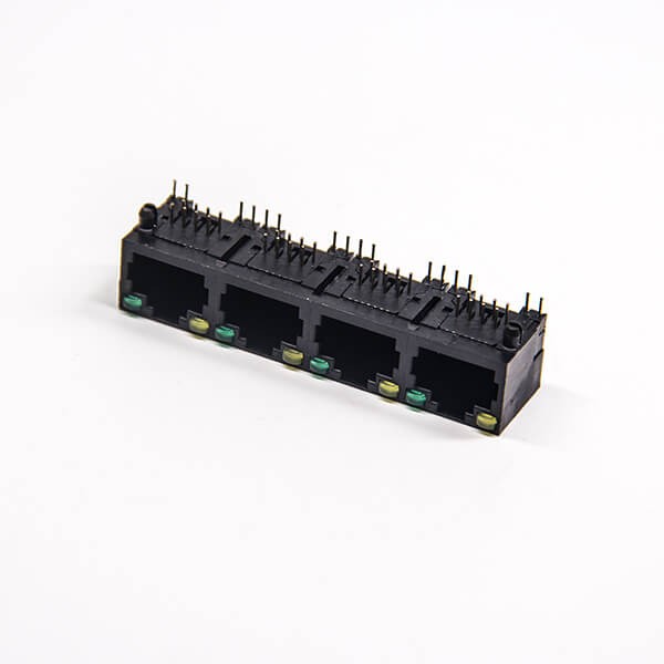 rj45直插式接口1X4單層黑色全塑帶led燈網絡模塊化 rj45直插式接口1X4單層黑色全塑帶led燈網絡模塊化