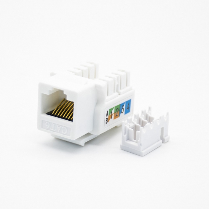 六類網絡模塊RJ45接口8芯彎式CAT6不帶屏蔽白色塑料外殼 六類網絡模塊RJ45接口8芯彎式CAT6不帶屏蔽白色塑料外殼