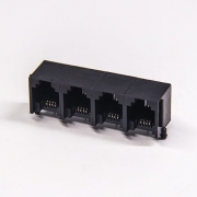 rj126p4c以太網連接器穿孔式彎角單層聯體全塑插座