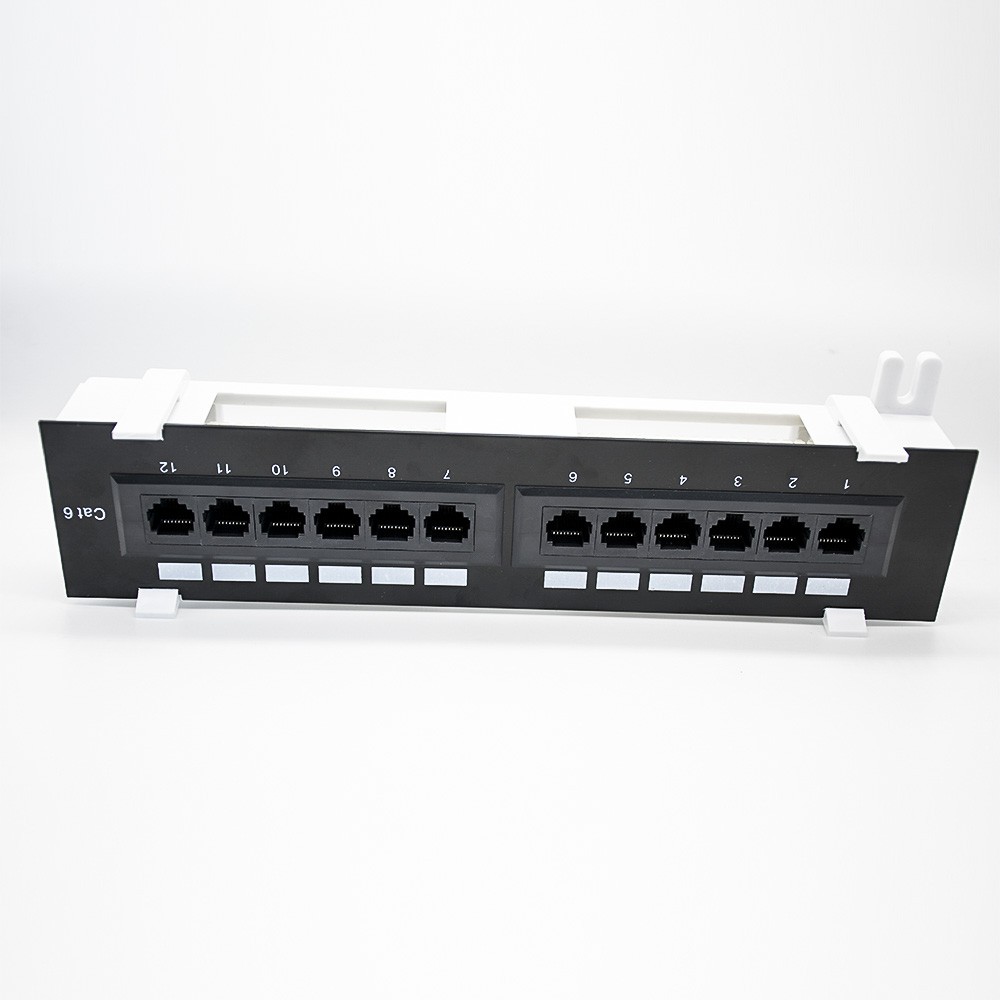12口網絡配線架六類RJ45端口母頭CAT6帶塑料支架配線架