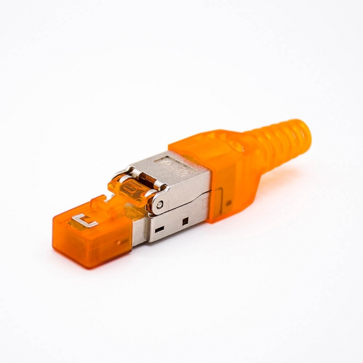 RJ45網絡插頭帶塑料外殼插孔七類屏蔽免打水晶頭 RJ45網絡插頭帶塑料外殼插孔七類屏蔽免打水晶頭